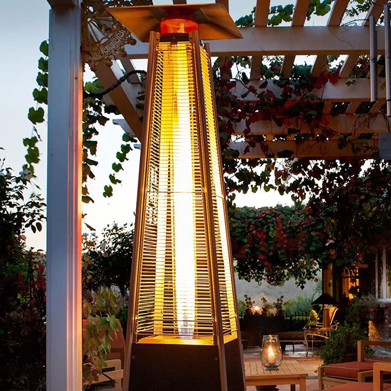 gas heater warms the patio 
