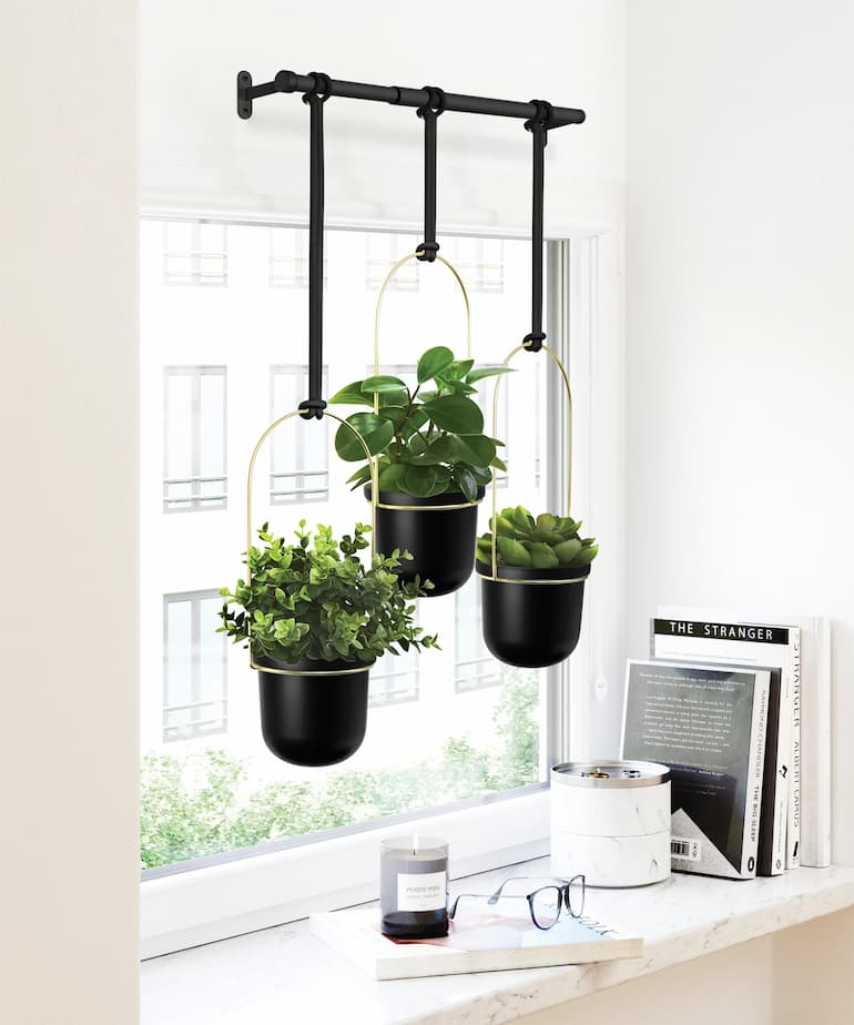 indoor black hanging pots for planters