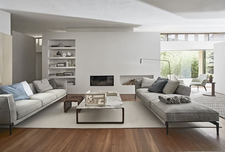modern gray sofas for living room with cushions on it